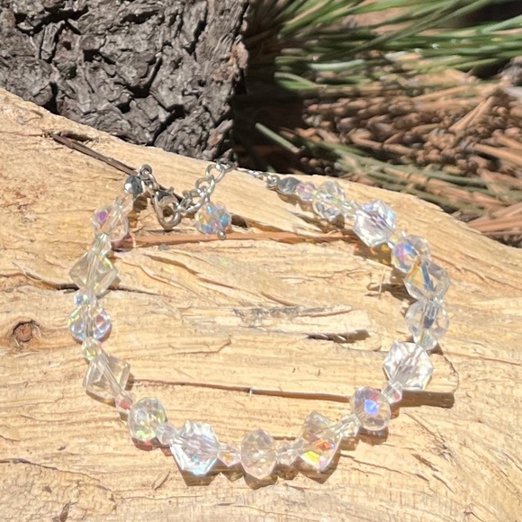 Vintage Jewelry - Crystal Bracelet with Extender Silver Clasp Vintage Handmade